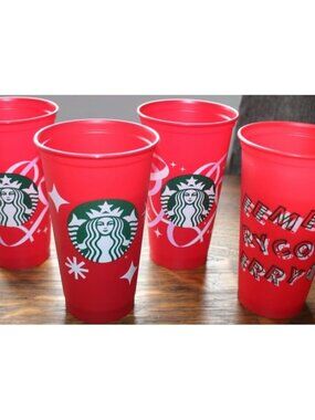 4 lot of 2013 Starbucks 16oz Red Plastic Celebrating 50 Years of Coffee Cup Lids
